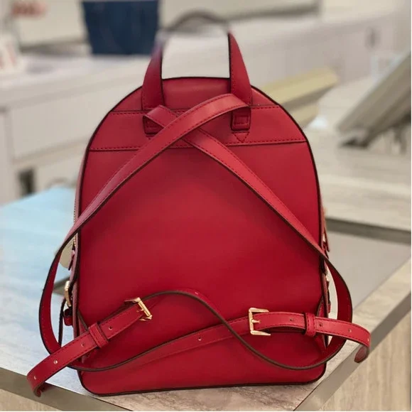 Michael Kors Jaycee Medium Pebbled Leather Backpack Chili - Picture 4 of 10